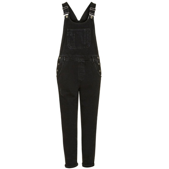 Topshop Denim - Topshop Moto Black Denim Overalls (long)